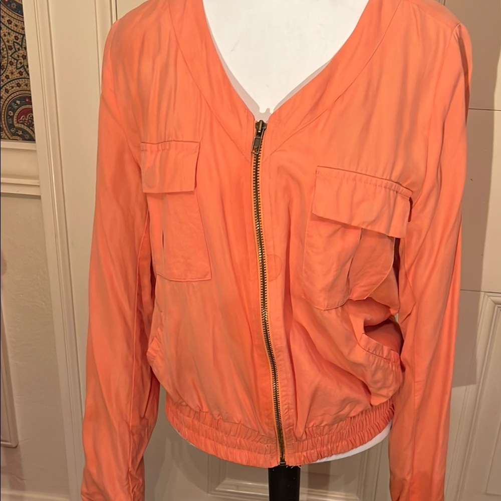 41 Hawthorn Will Lightweight Bomber Jacket - Peach Orange, Size M